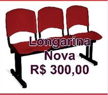 Longarina Plástica 3 Lugares A/e Vermelho Lara