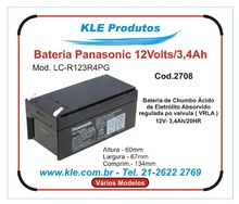Bateria Panasonic Recarregável 12v- 3,4 Ah - Lc-r123r4pg