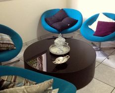 Conjunto de Poltronas Decorativas Giratórias Azul Turquesa