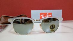 óculos Ray Ban Clubmaster Aluminio + Caixb,case de Couro e Tbm Flanela