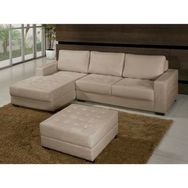 Sofá Creme com Chaise + Puff