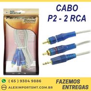 Cabo P2 para 2 Rca Chip Sce 1 P2-macho 2 Rca Macho 1 Metro