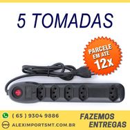 5 Tomadas Original Megatron Filtro de Linha 10a 3 Pinos 1,0 Metro