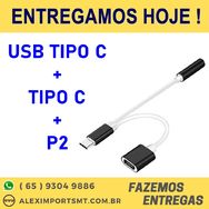 Adaptador Usb Tipo-c para P2 + Usb Tipo-c Md9 Pt Conversor