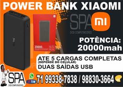 Carregador Portátil Power Bank Preto 20000 Mah em Salvador BA