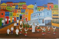 Festa no Bixiga - SP - ( Achiropita) Pintura de A. Almeida - 40x60