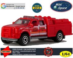 Matchbox Ford F-550 Super Duty Bombeiro Cor Vermelho 1/64