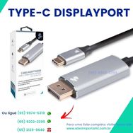 Cabo Adaptador Usb Type-c X Displayport Macho Alta Resolução Conversor