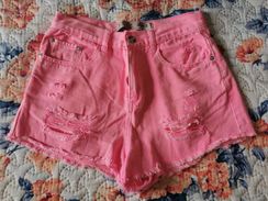 Bermuda Jeans Denim Rosa Chock Feminino