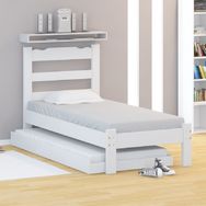 Cama Solteiro de Madeira ABS Branco com Auxiliar