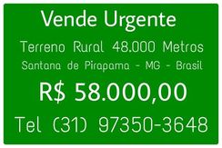 Terreno Rural 48.000 Metros, Santana de Pirapama, MG