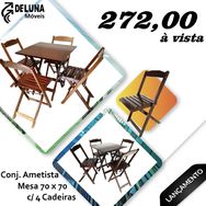 Conj. Mesa 70 X 70 com 4 Cadeiras Dobráveis