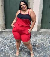 Conjunto Plus Size Top em Malha Crepe Blusa+bermuda Super Confo