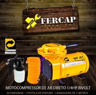 Motocompressor de Ar Direto 1/4hp Bivolt com Kit para Pintura - Wp Jet