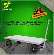 Carro Plataforma Chapa de Aço com Capacidade de 400kg sem Abas