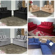 Conjunto de 2x3 Lugares Viena Tecido Suede de Almifadas Soltas