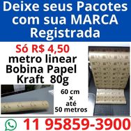 Bobina Papel Kraft Personalizado - 60cm X 10metros à 50 Metros