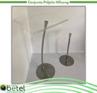 Púlpito de Acrílico e Aço Inox Modelo-hillsong para Igrejas e Capelas