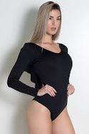 Body Liso Costa Aberta com Babado (preto)