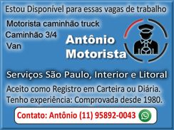 Vaga de Motorista Caminhão Truck, Caminhão 3/4