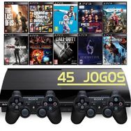 PS3 Super Slim + 2 Controles + 45 Jogos Instalados