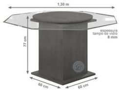 Mesa de Vidro, Base de Madeira Mdf/mdp, Suporte Giratório+6 Cadeiras