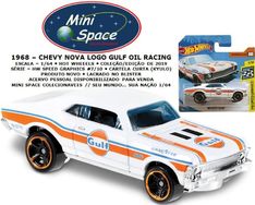 Hot Wheels 1968 Chevy Nova Cor Branco Gulf Oil Racing 1/64