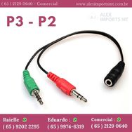 Cabo Adaptador P3 Fêmea P2 Macho Adapitado Foni Headset Bom