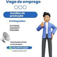 Vaga para Auxiliar de Produção