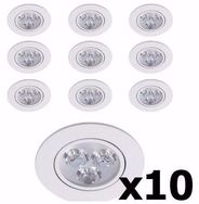 Spot Led 3w Kit 10pç Lampada Dicroica Direcionável Sanca Gesso