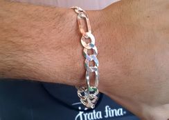 Pulseira Prata Italiana Fígaro Super Flat