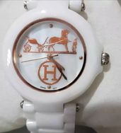 Relogio Feminino Ceramica Branca Hermes