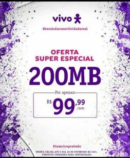 Internet Fibra Vivo 200mb por R$99