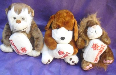 Cachorro Leão Macaco 3 Pelúcias da Coleção Parmalat em ótimo Estado