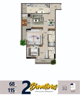 Apartamento com 68.07 m² - Aviação - Praia Grande SP