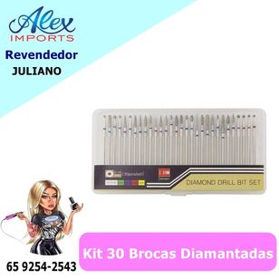 Kit com 30 Brocas Diamantadas Unha Manicure