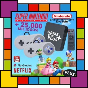 Oferta - Game Retro 25 Mil Jogos + 2 Controles Super Nintendo
