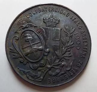 Medalha de 1900 Confraternidade Itália Argentina / Linda 50% Off