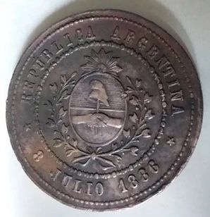 1886 Medalha Republica Argentina Buenos Aires Inauguracion 8 de Julio
