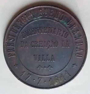 1911 Medalha Criação da Vila Real de Sabará 200 Anos