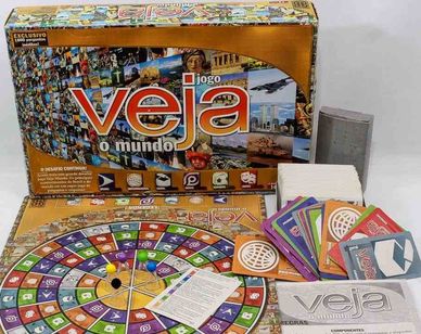 Veja o Mundo (2000) Jogo de Tabuleiro Grow Trivia Completo