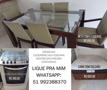 Vendo Mesa de Jantar, Cama com Colchão e Fogão