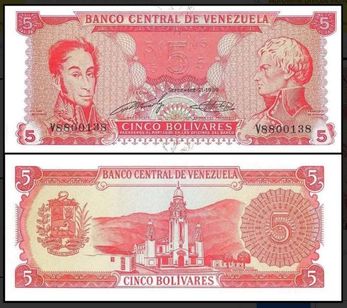 Venezuela 5 Bolívares 1989 Cédula Fe América Bolivar