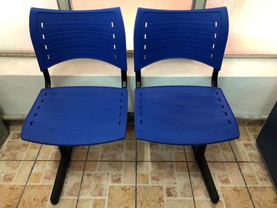 Cadeiras Banco Assento 2 Lugares Cor Azul