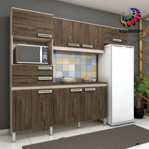 Cozinha Compacta 5 Peças com Balcão e Tampo B107 Briz Fendi/ Moka