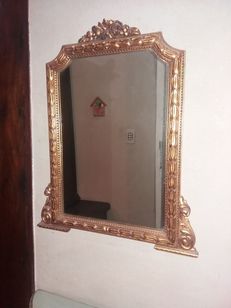 Espelho e Console de Madeira Maciça Dourado