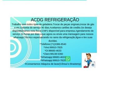 Acdg Refrigeração Conserto de Geladeira,freezer e Etc