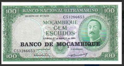 Moçambique áfrica Cédula Grande de 100 Escudos