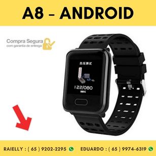 Relógio Smartwatch A8 Android Monitor Fitness Preto Mpc Relojio