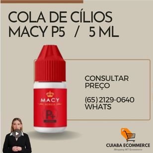 Cola de Cílios 5 ML da Macy P5 P+ Pra Extensão de Cílios